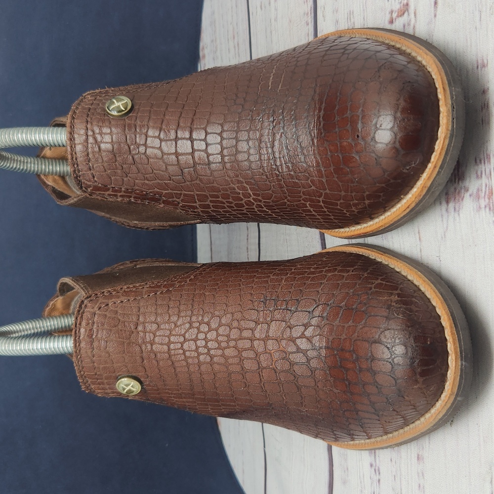Twisted X | EUC Reptile Croc Embossed Leather Booties Ankle Boots Western Size 6 - Picture 3 of 9